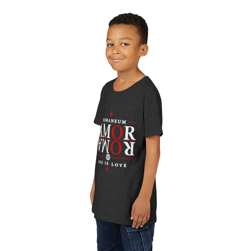 Youth Tee — ROMANEUM “AMOR / ROMA” God Is Love Graphic