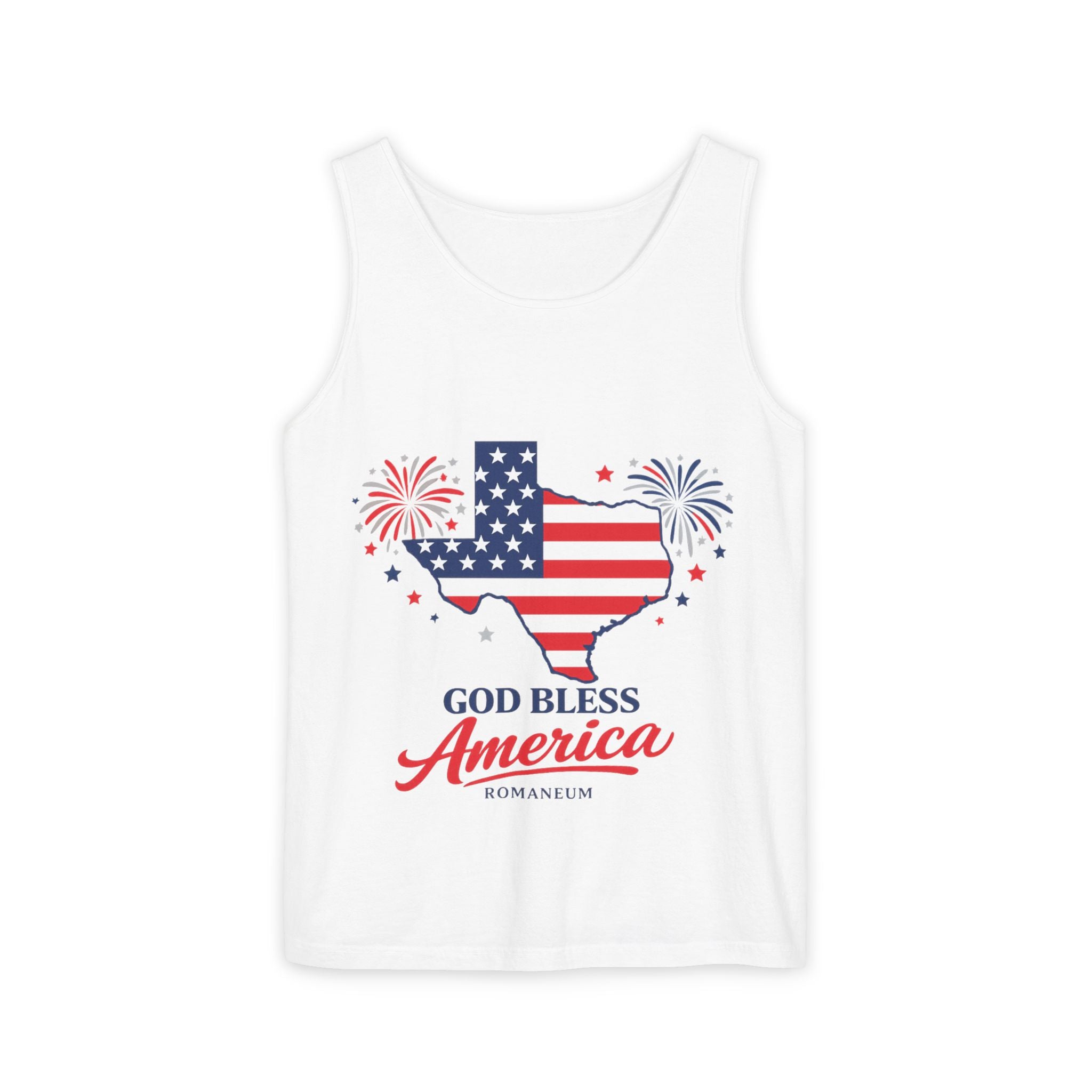 Romaneum Texas Flag Map God Bless America Tank Top | Patriotic 4th of July