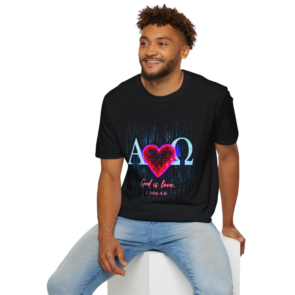 Alpha Omega Heart T-Shirt | Christian Scripture John 3:16 Design