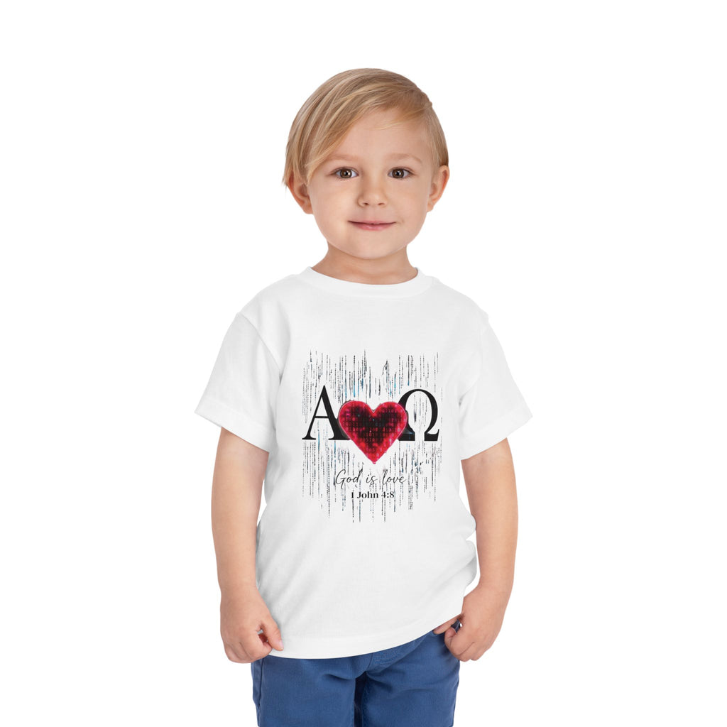 Alpha Omega Heart toddler tee | Christian scripture design