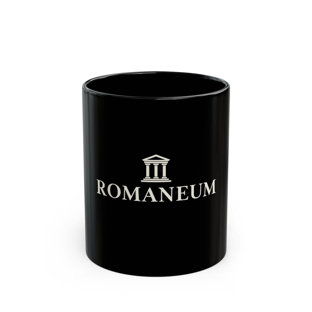 Black Ceramic Mug – Romaneum Logo Coffee Cup (11oz & 15oz)