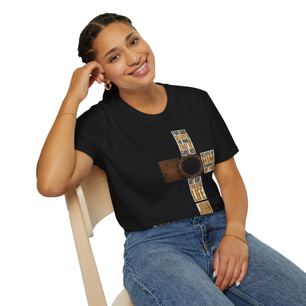 John 3:16 Cross T-Shirt — Faith Tee (For God So Loved)