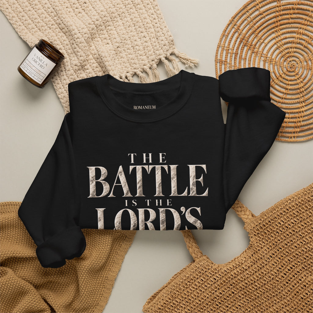Crewneck Sweatshirt — "The Battle Is The Lord's" Roman-inspired Faith Sweatshirt