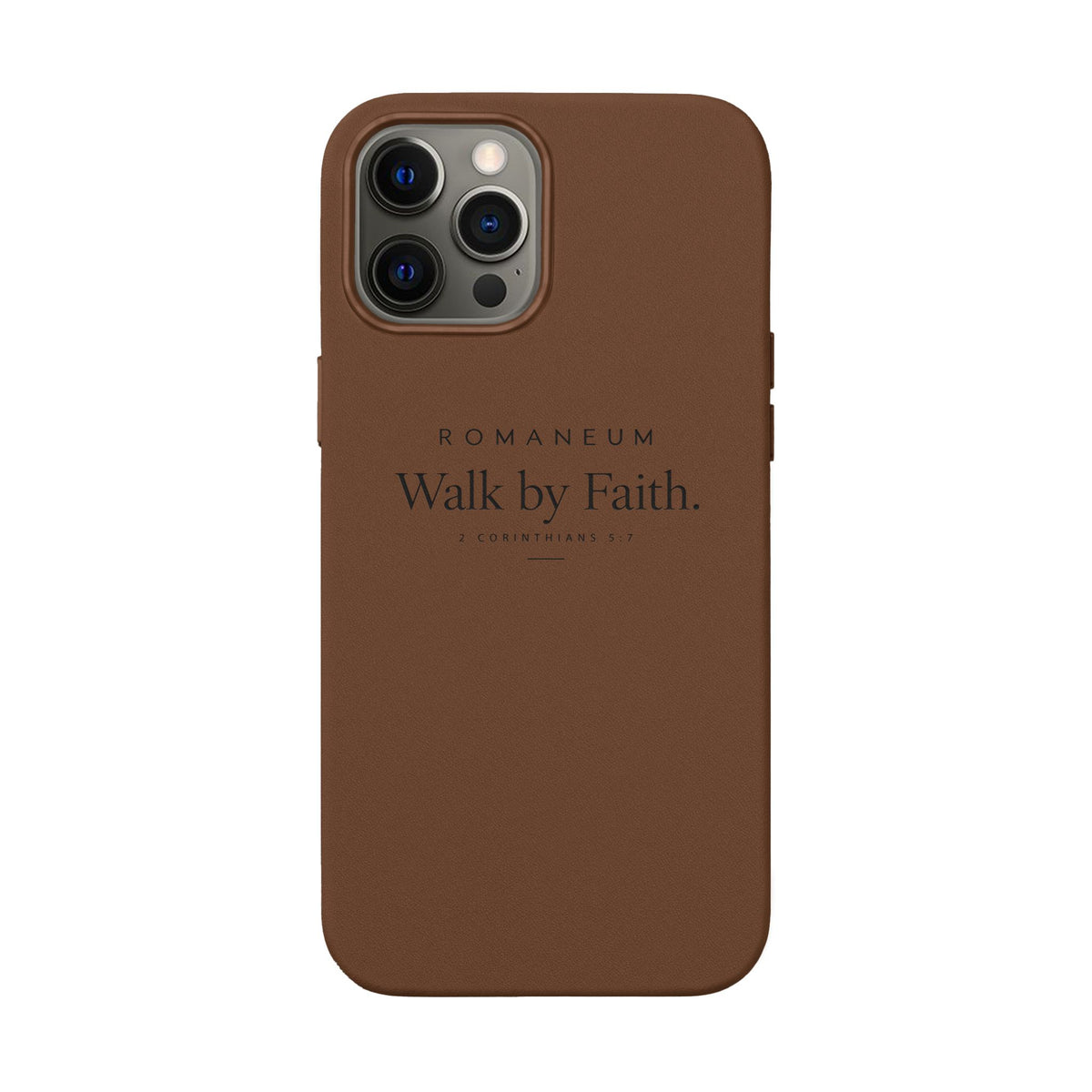 Engraved PU Leather Phone Case — ‘Walk by Faith’