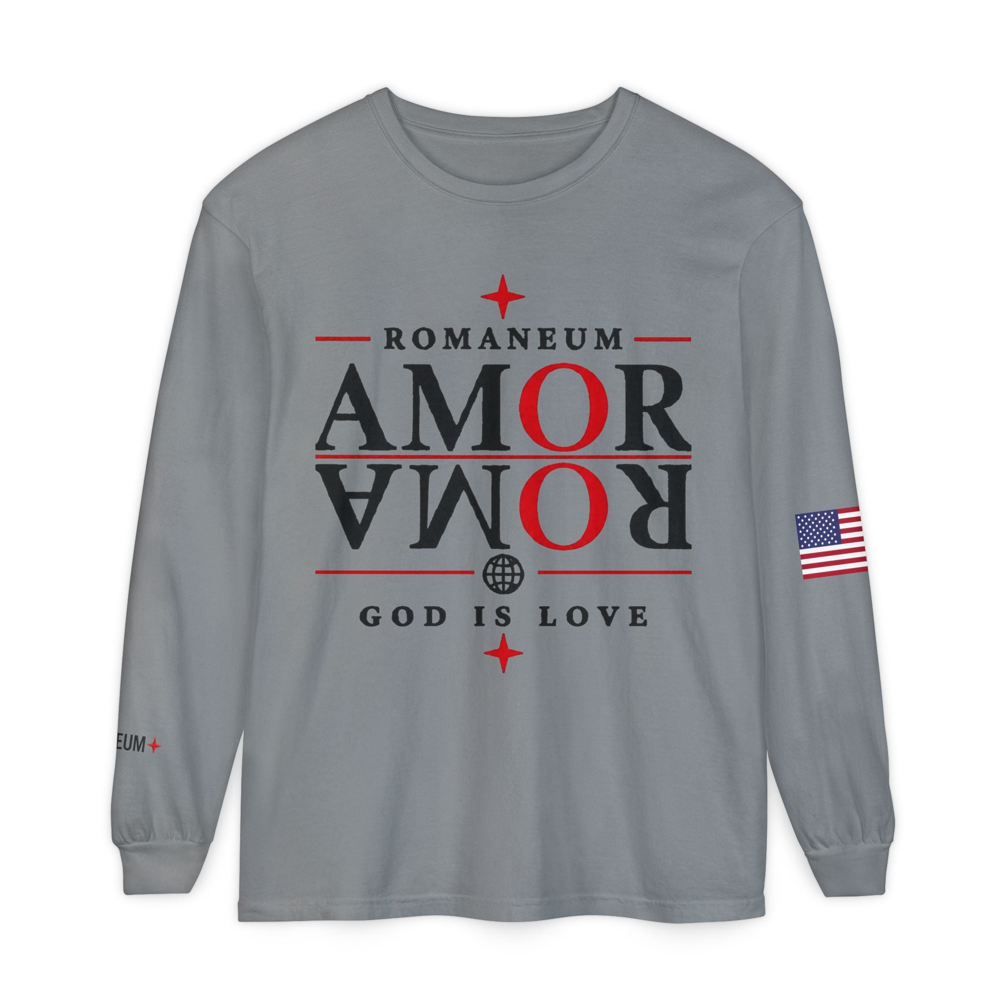 Romaneum "AMOR/ROMA" Long Sleeve Tee — God Is Love Graphic Shirt