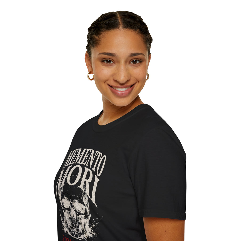 Memento Mori Skull T-Shirt — Gothic Reminder Tee with Romaneum Skull Design