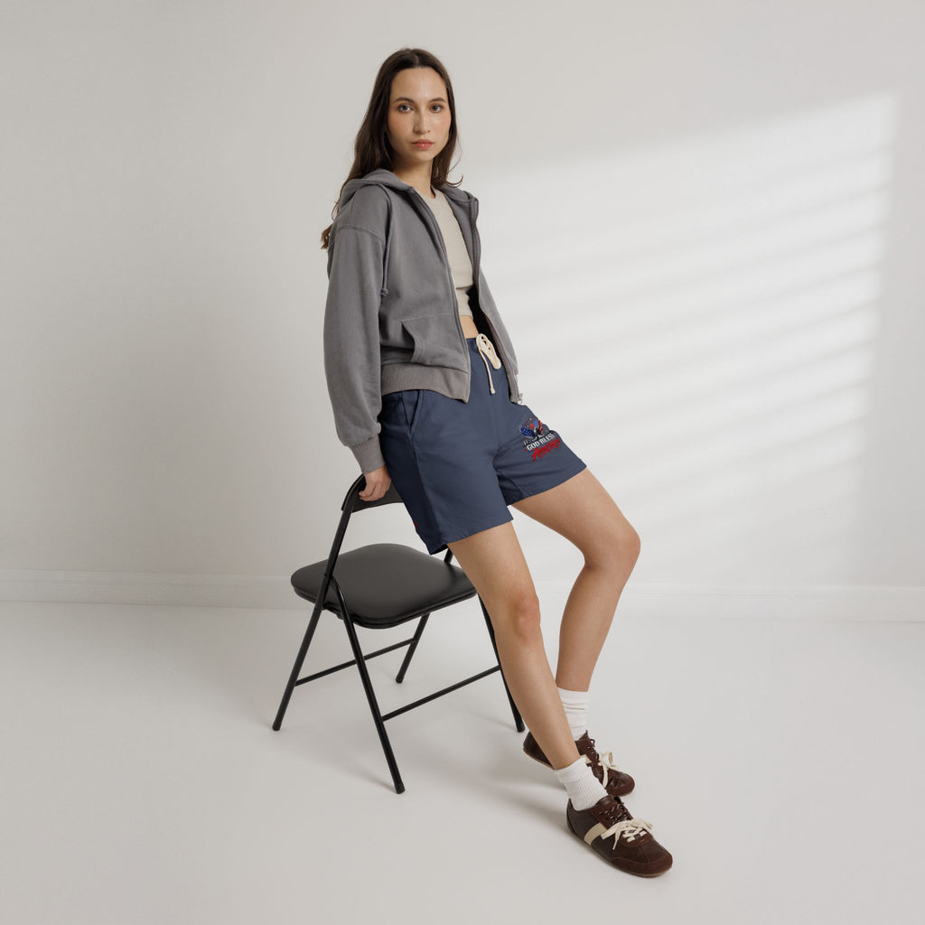 Patriotic Eagle Sweat Shorts — 'Land of the Free' Graphic Cotton Fleece Shorts