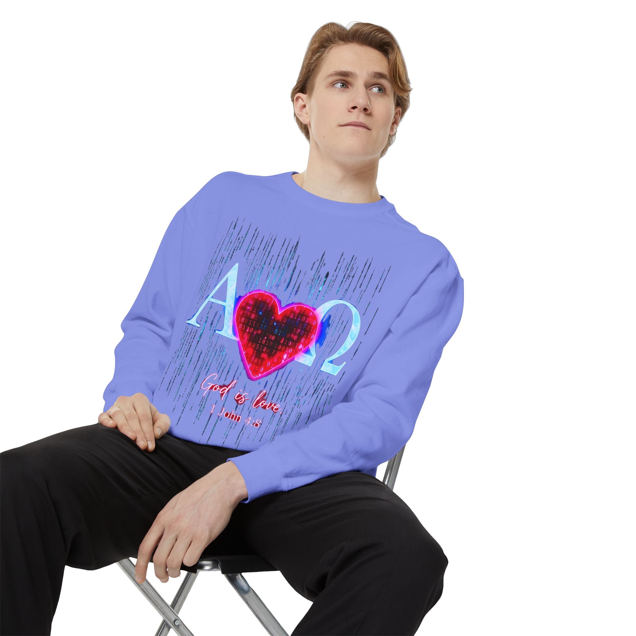 Alpha Omega Heart design sweatshirt | God is Love 1 John 4:8 RomanEum