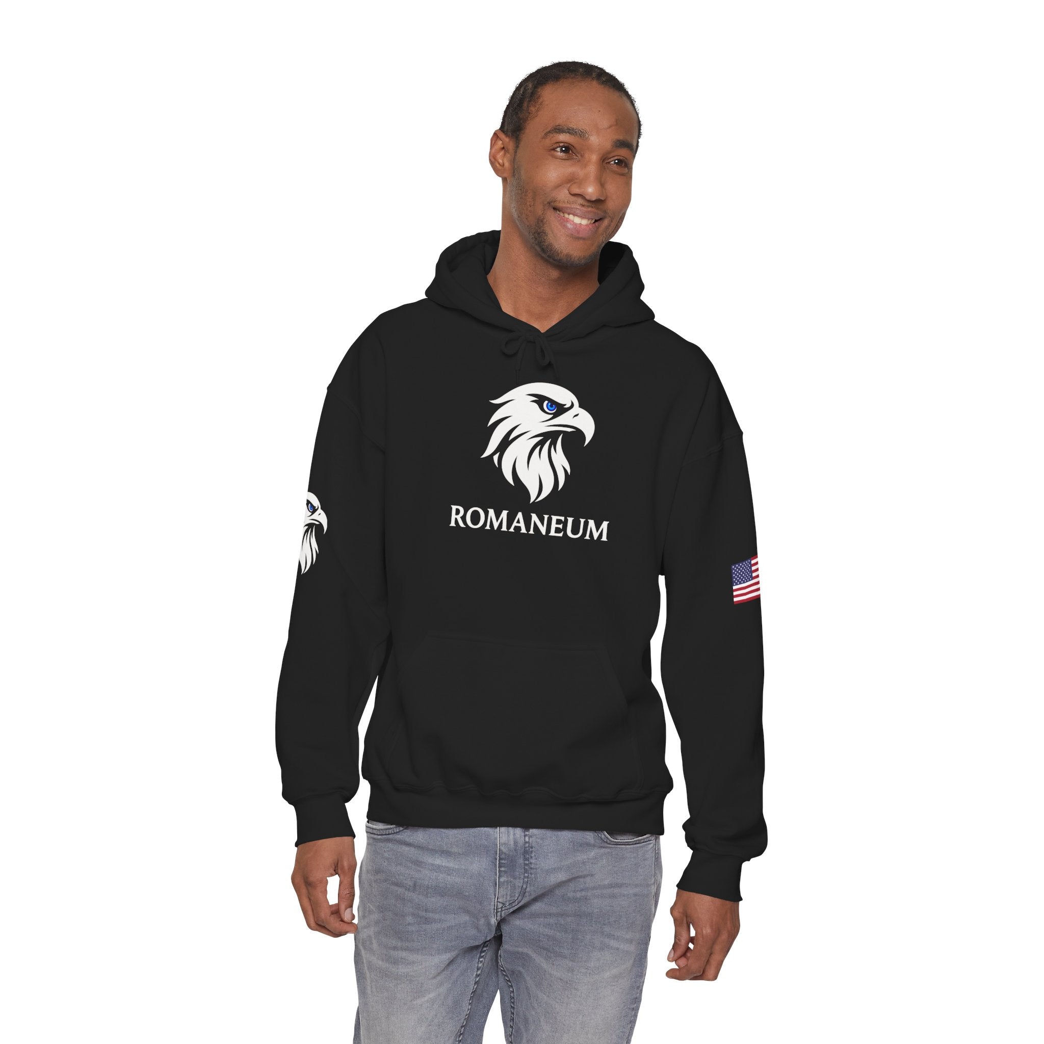 Romaneum Eagle Logo Hoodie | Romaneum School Crest, Patriotic Sleeve Design