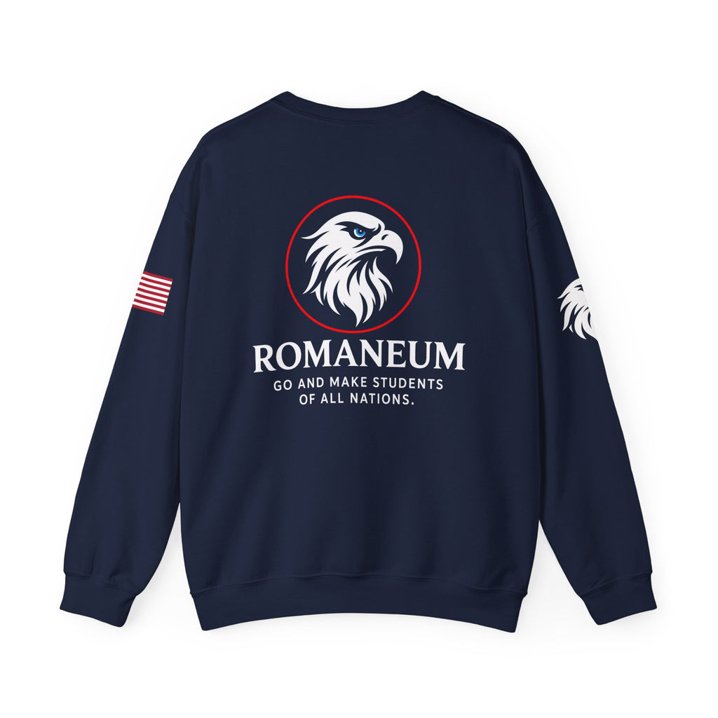 Romaneum eagle crest Crewneck sweatshirt | Romaneum logo, American flag sleeve