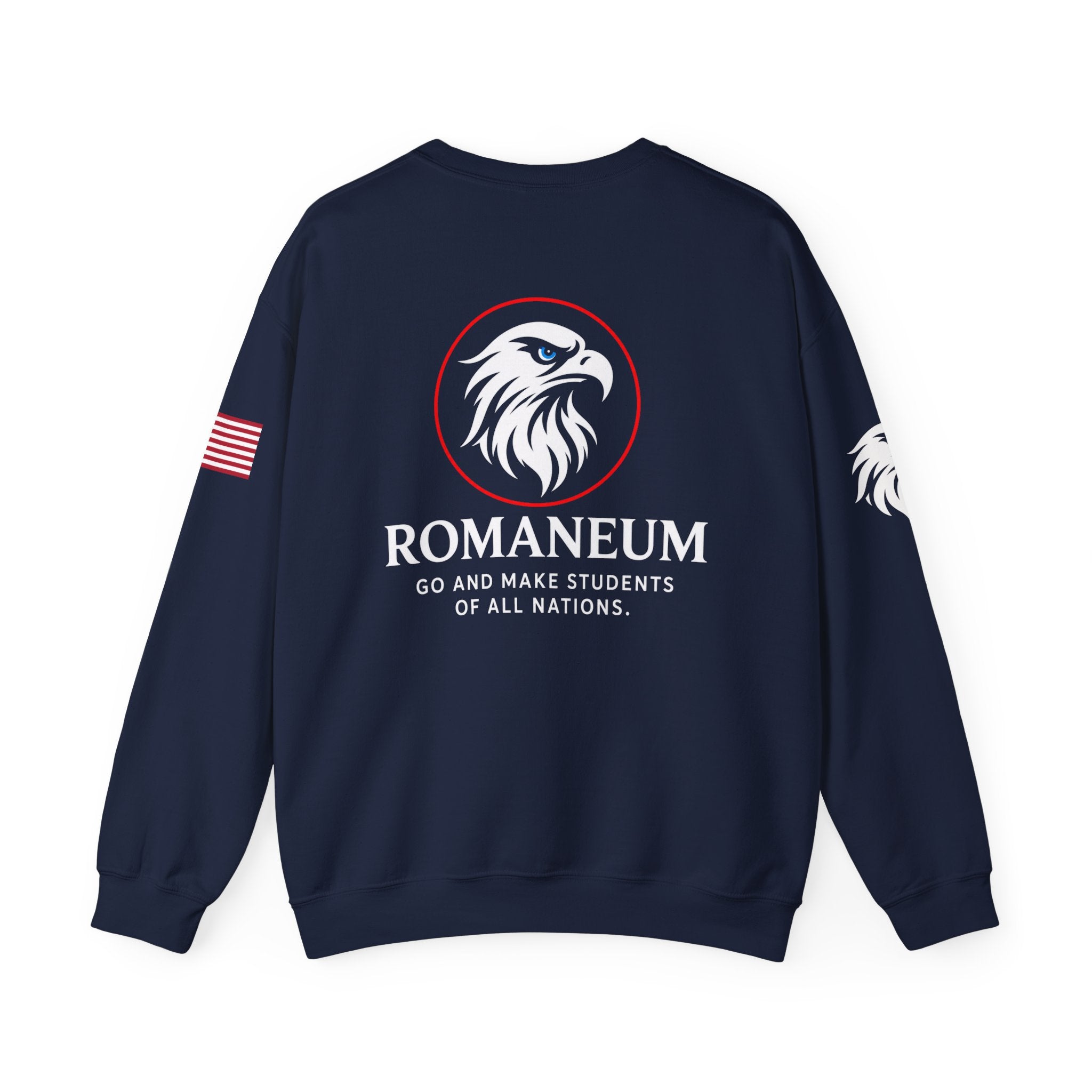 Romaneum eagle crest Crewneck sweatshirt | Romaneum logo, American flag sleeve