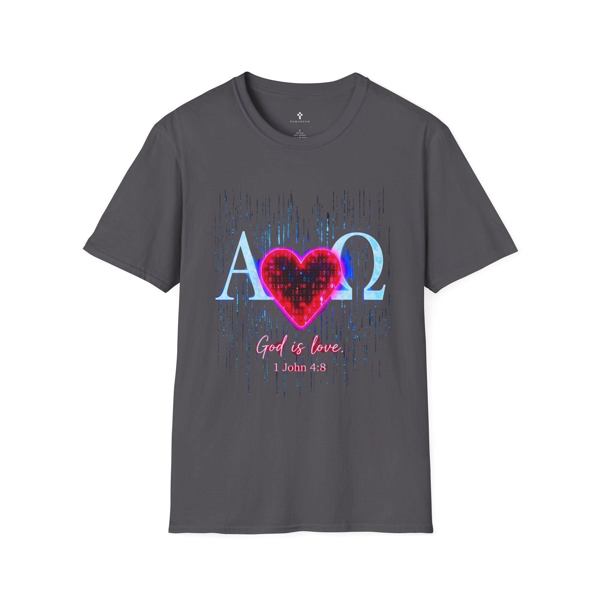 Alpha Omega Heart T-Shirt | Christian Scripture John 3:16 Design