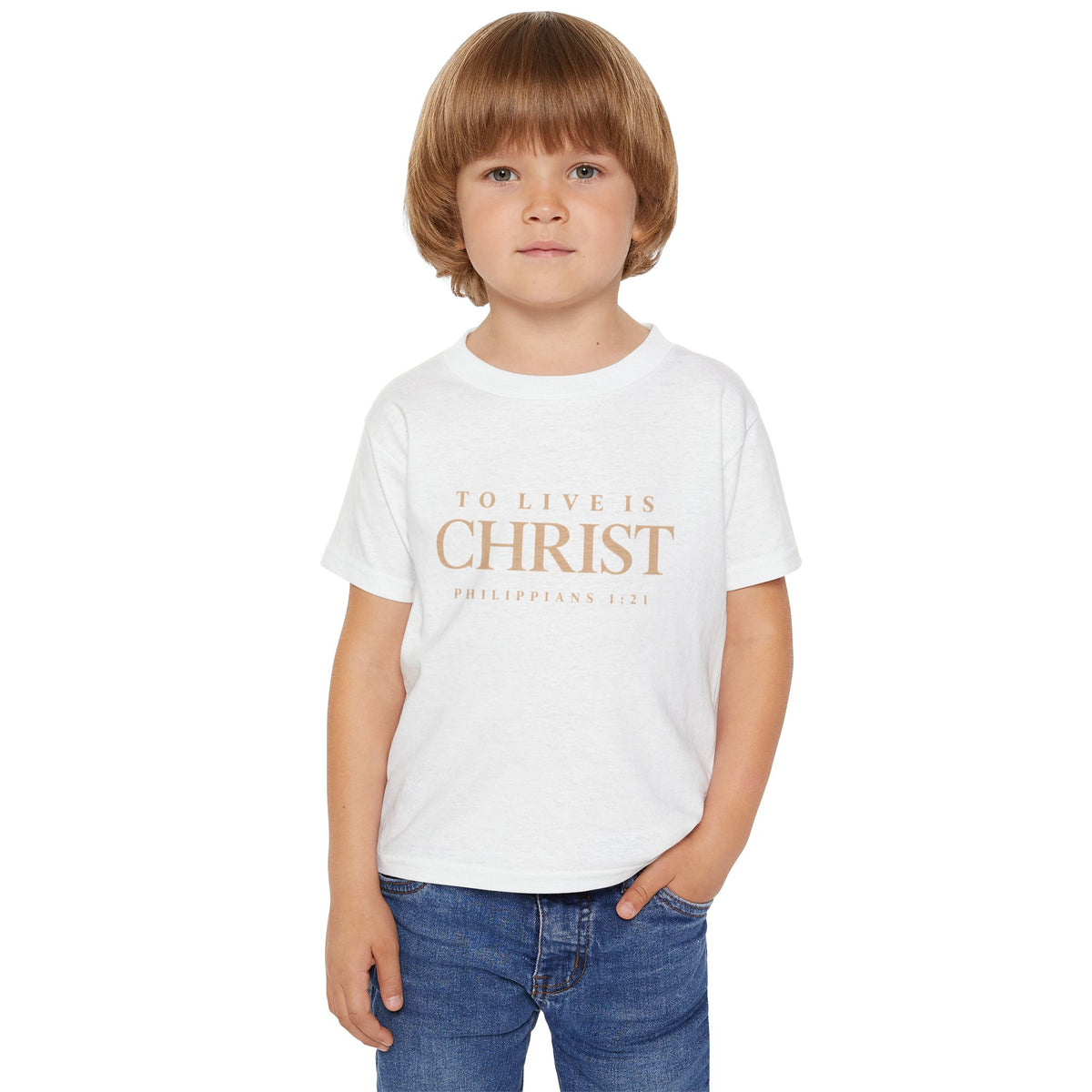 Toddler T-Shirt — "To Live Is Christ" Christian Scripture Tee (God Is Love)