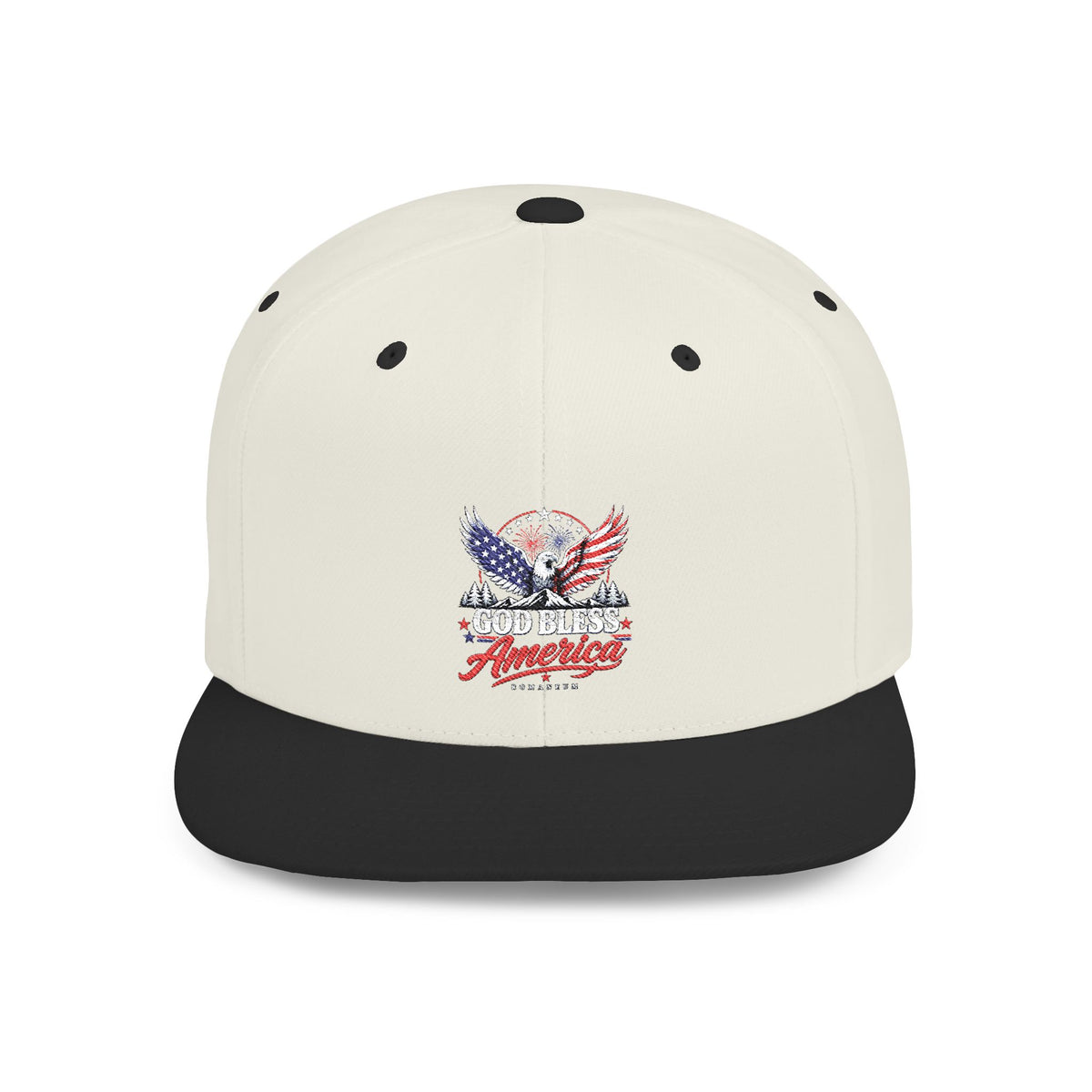 Patriotic Eagle Flat Bill Snapback Hat — America USA Flag Design
