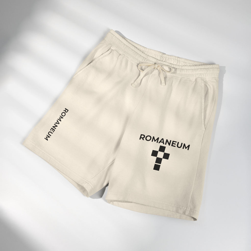 Romaneum Logo Sweat Shorts — Lightweight Fleece Casual Lounge Shorts