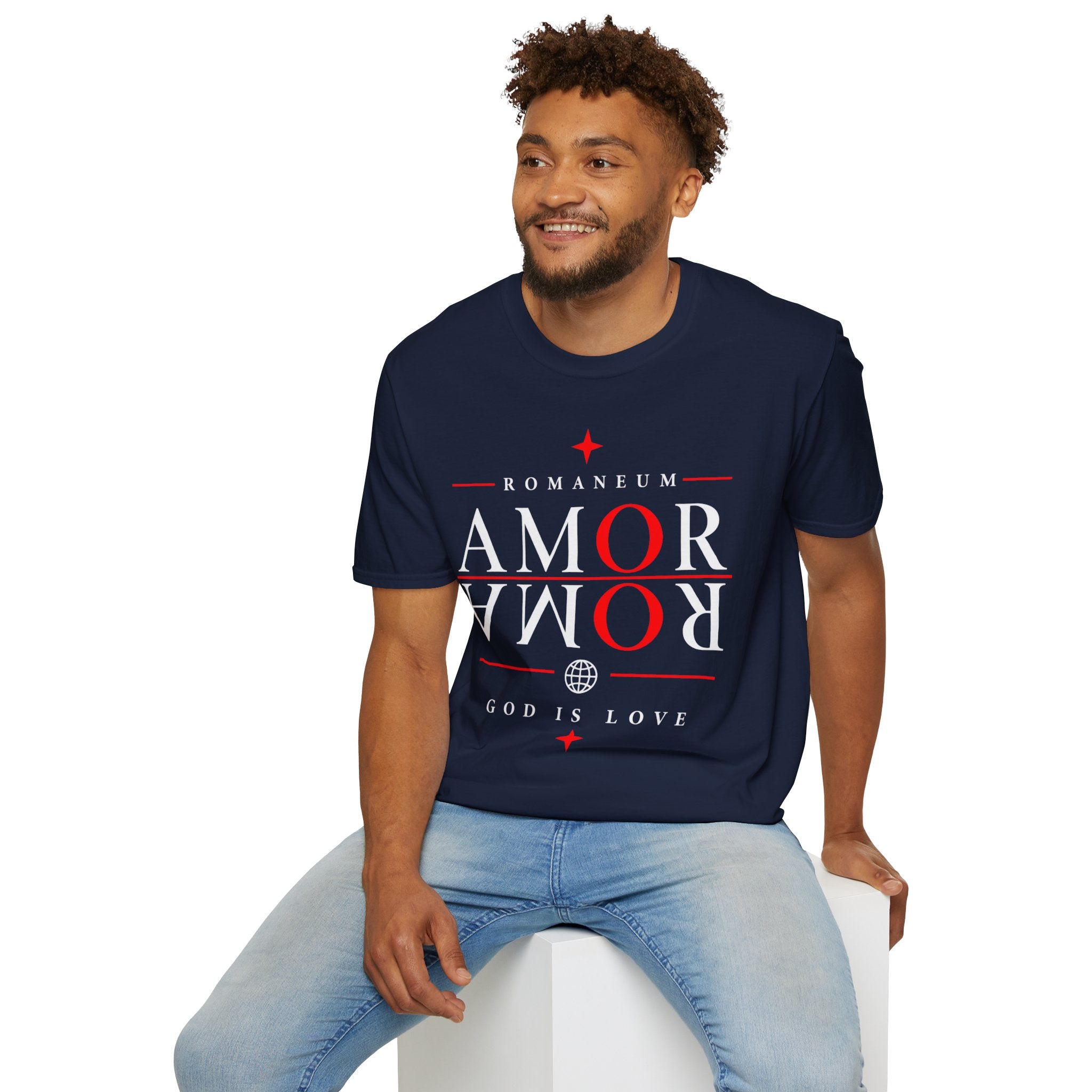 Amor/Roma 'ROMANEUM' Graphic T‑Shirt — 'AMOR' Reflection Design (God Is Love)