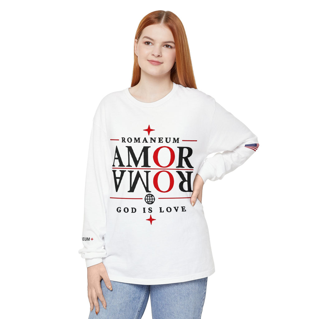 Romaneum "AMOR/ROMA" Long Sleeve Tee — God Is Love Graphic Shirt