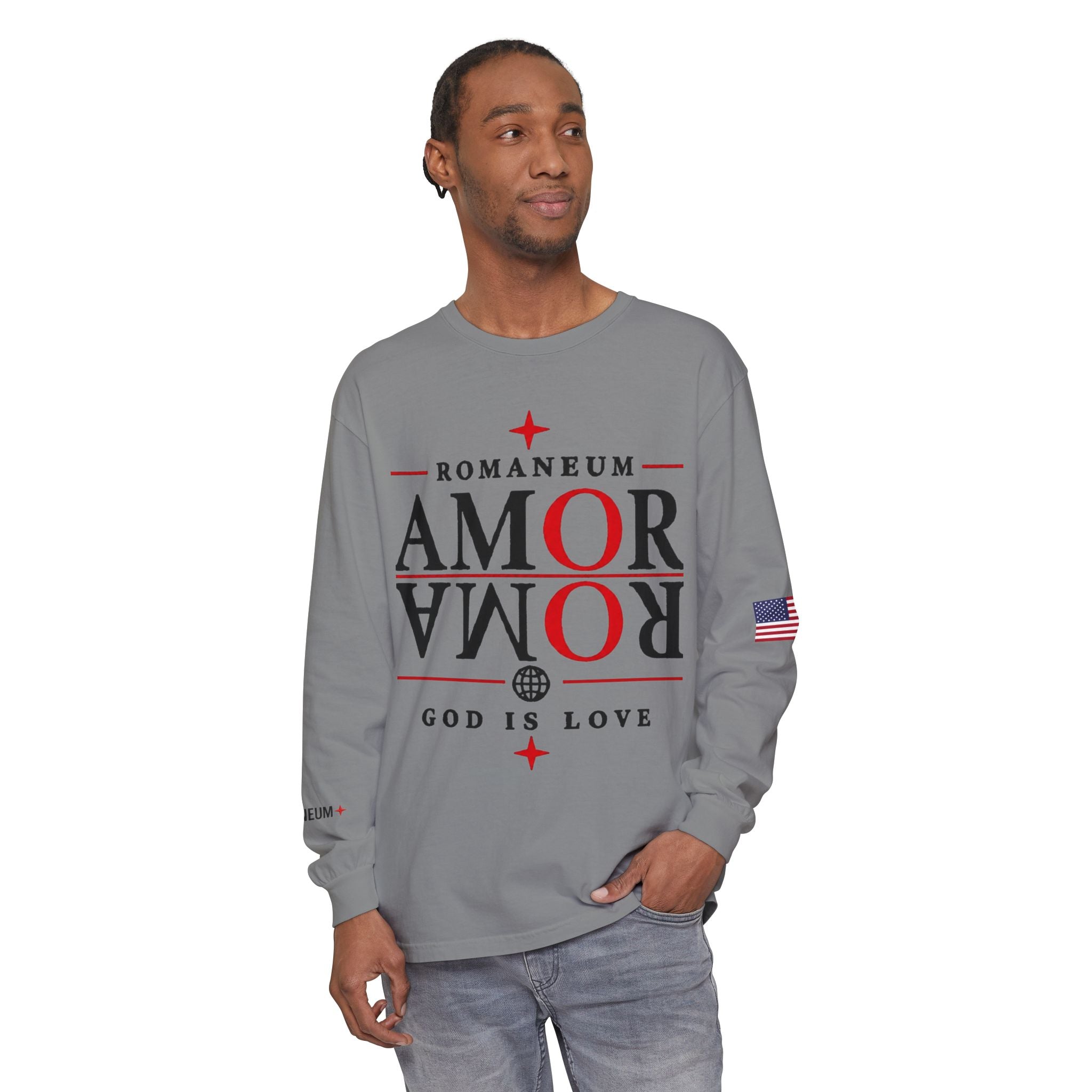 Romaneum "AMOR/ROMA" Long Sleeve Tee — God Is Love Graphic Shirt