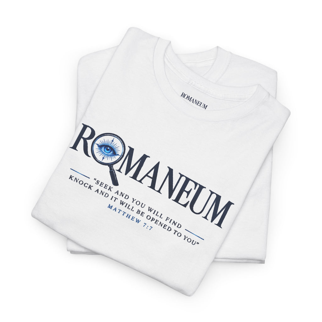 Romaneum Seek Logo Tee — Classic Romaneum-Inspired Graphic T-Shirt