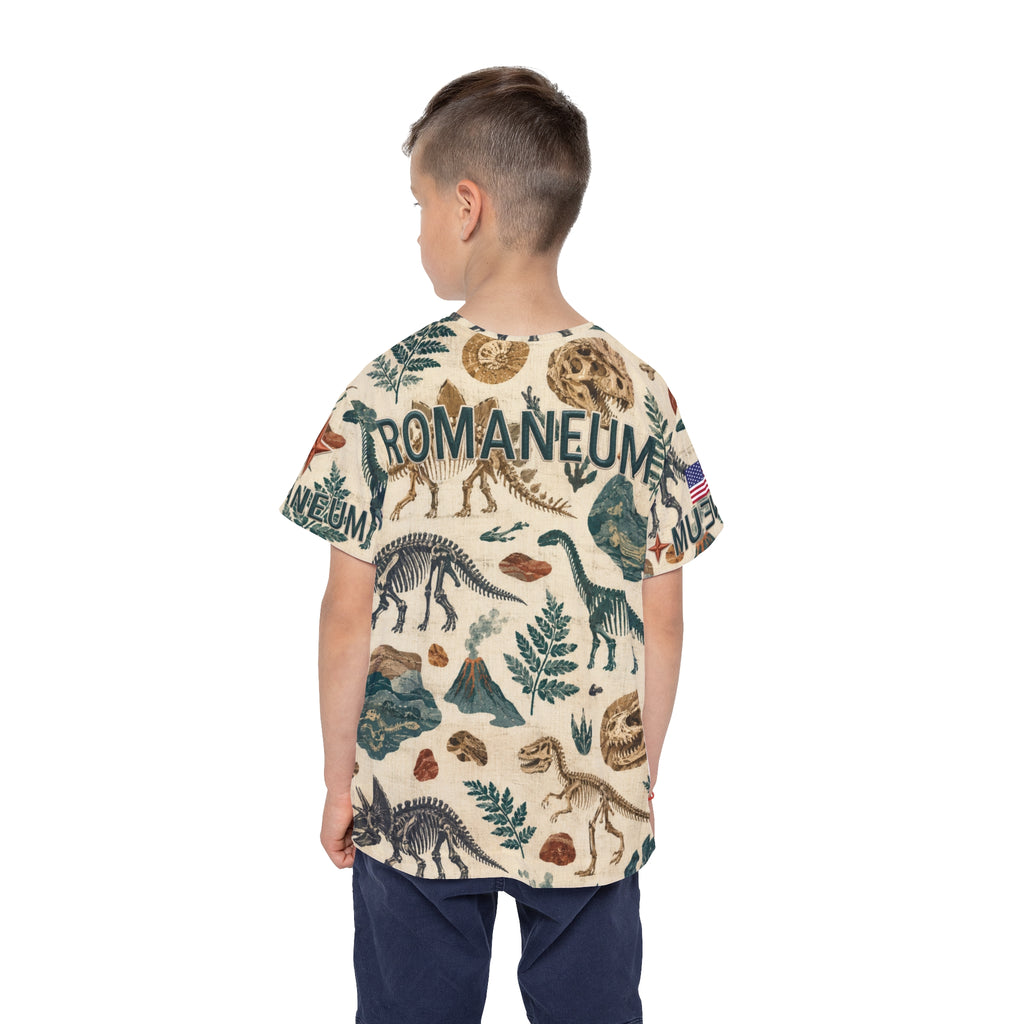 Kids Dinosaur Jersey — 'Romaneum' All-Over Print Sports Tee