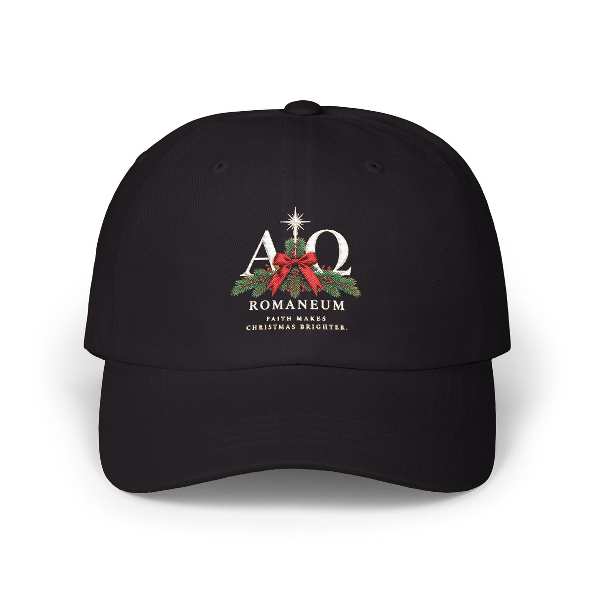 Christmas Alpha Omega Dad Cap — Romaneum Holiday Baseball Hat