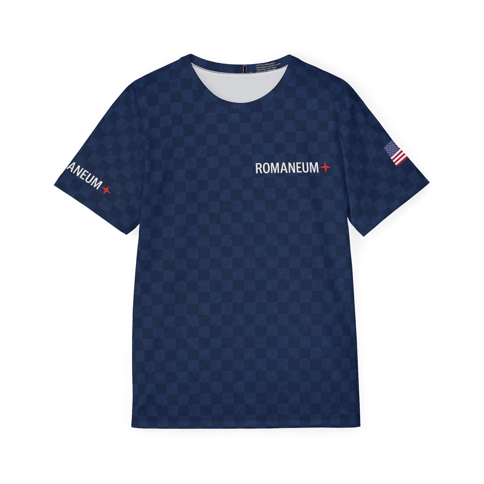 Romaneum Navy Sports Jersey — 'ROMANEUM • GOD IS LOVE' Athletic Tee