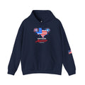 Romaneum God Bless America flag map Hoodie | American flag fireworks sleeve