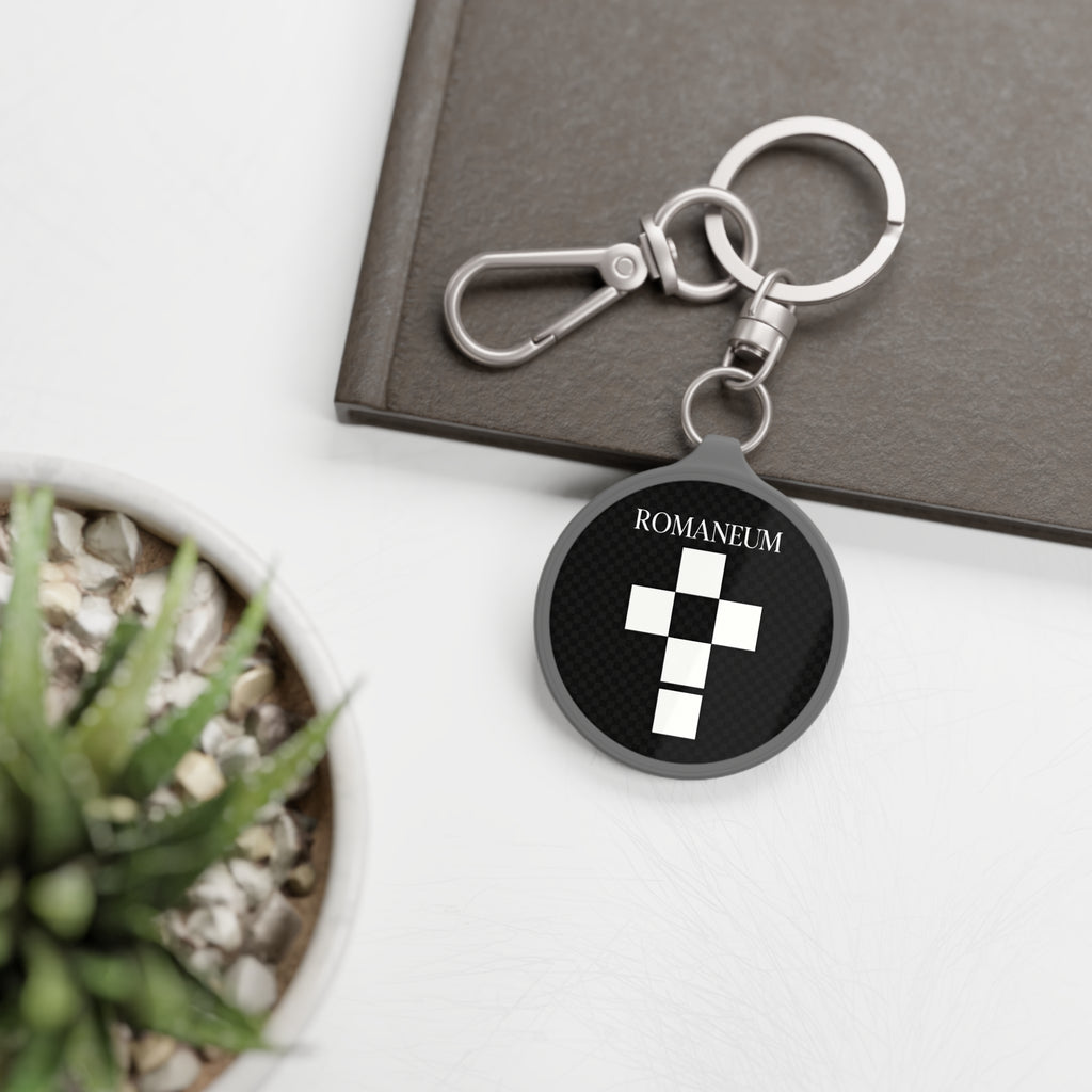 Keyring Tag — Romanum Cross Black Keychain