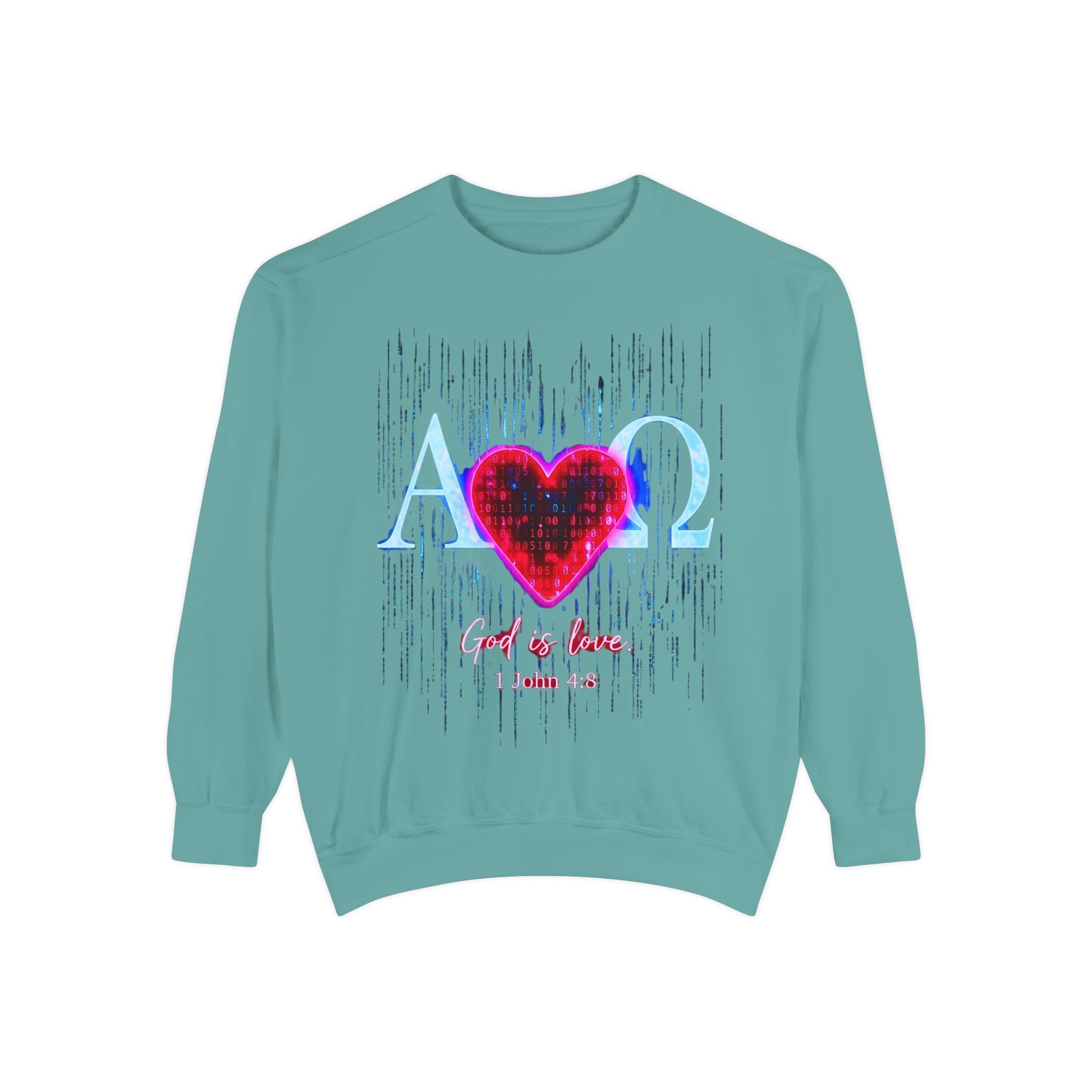 Alpha Omega Heart design sweatshirt | God is Love 1 John 4:8 RomanEum
