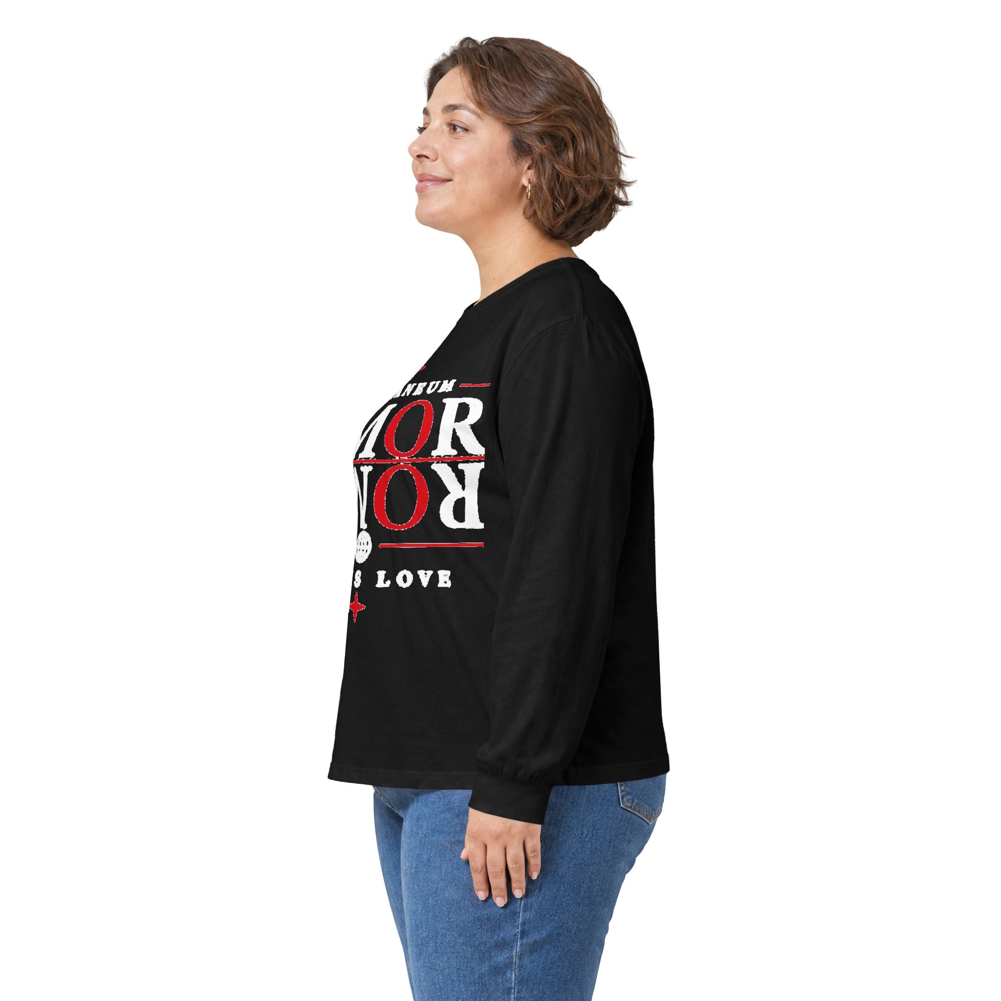 Long Sleeve Tee — "AMOR" Romaneum God Is Love Religious Graphic Shirt