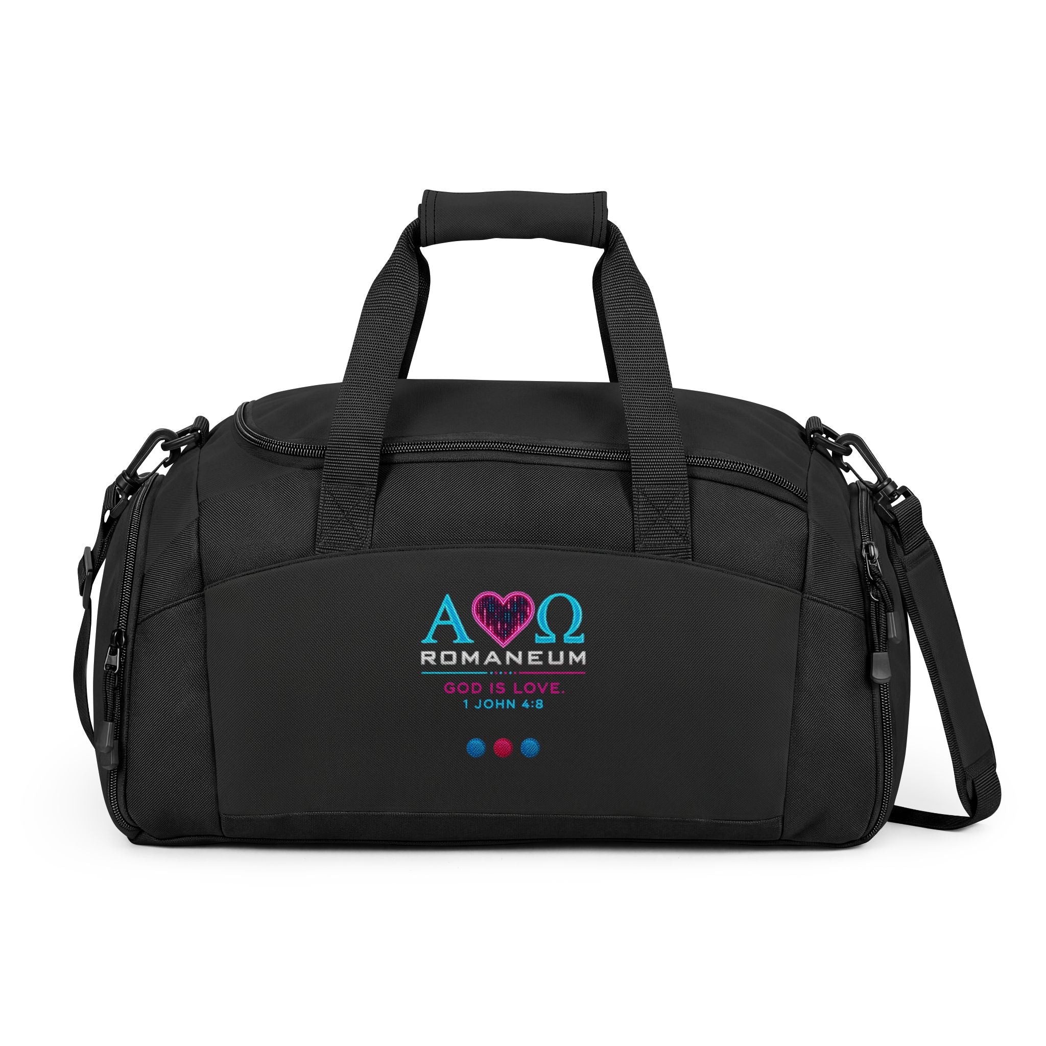 Romanem Gym Bag — Alpha Omega Heart Logo Sports Duffel