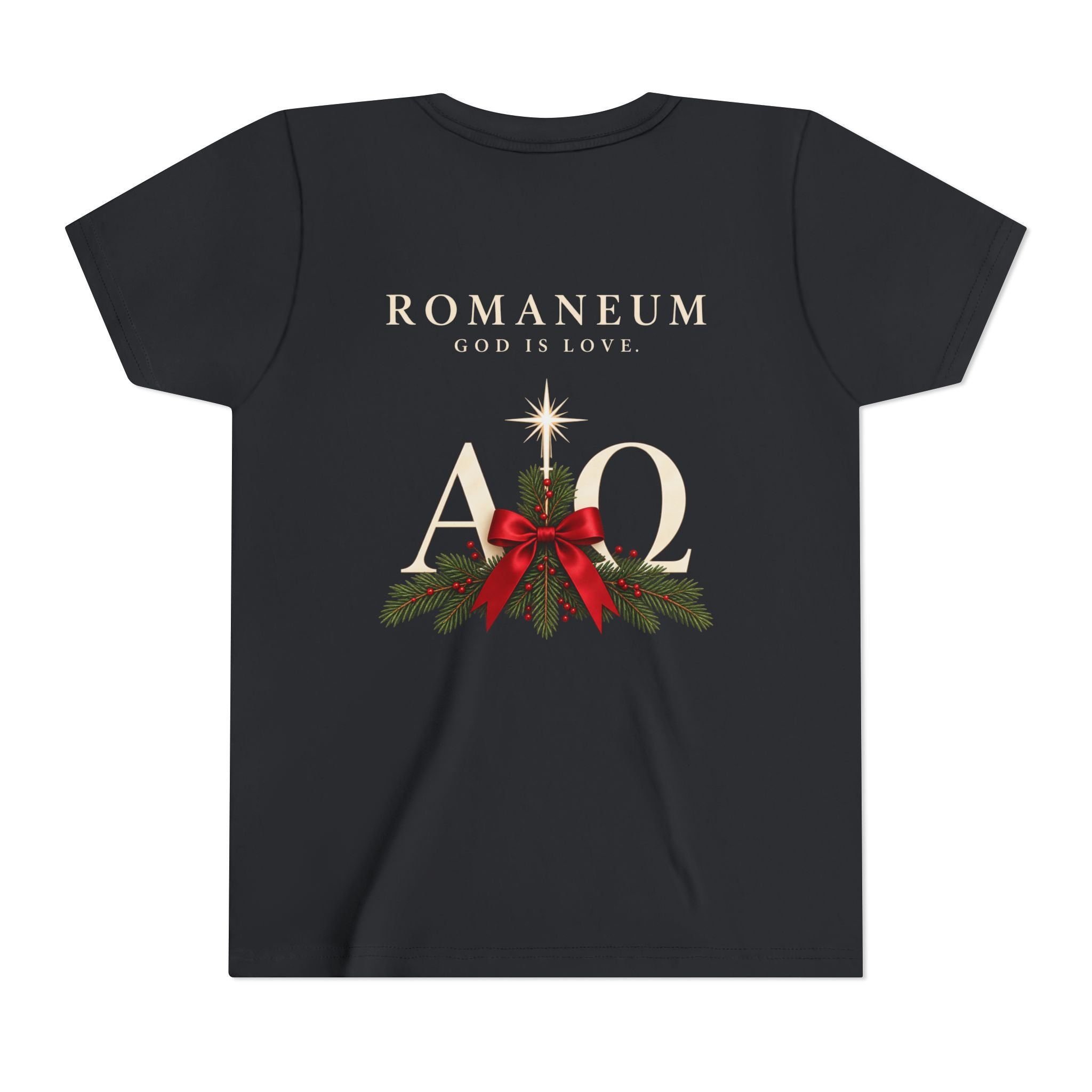 Youth Tee — Romaneum Alpha Omega Christmas Design