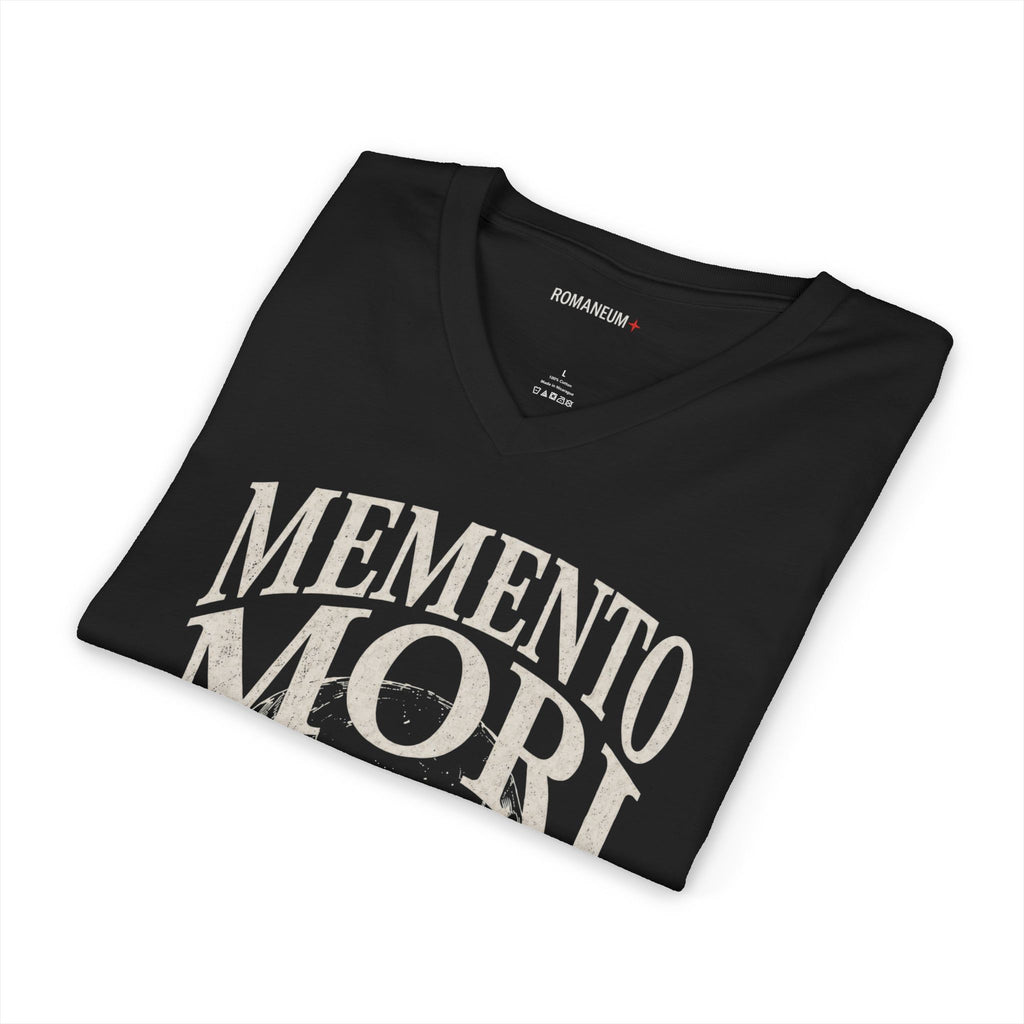 Memento Mori V-Neck Tee — Romaneum Skull Graphic Shirt