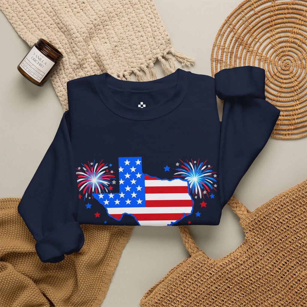 Romaneum God Bless America Flag Heart sweatshirt | Patriotic 4th of July crewneck
