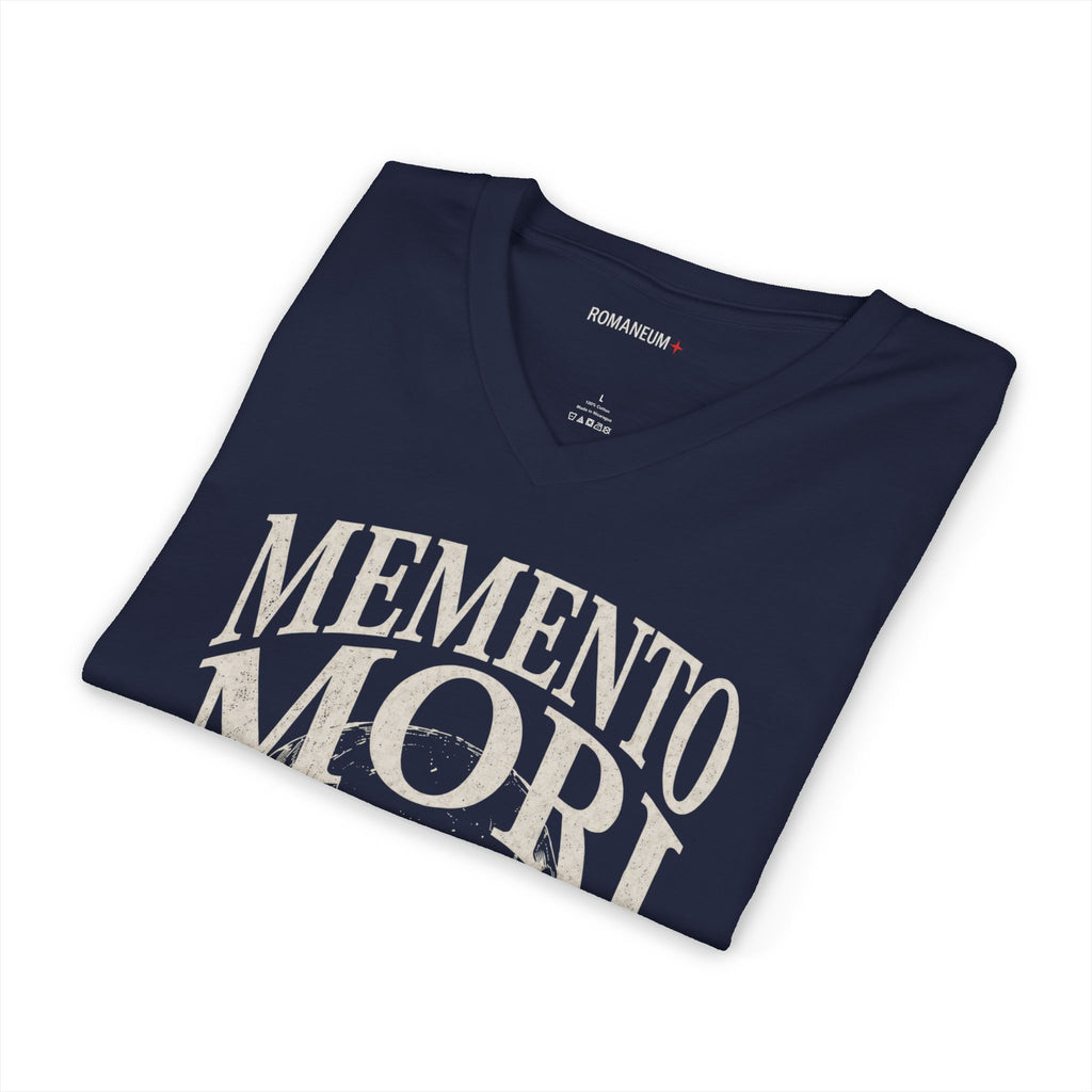 Memento Mori V-Neck Tee — Romaneum Skull Graphic Shirt