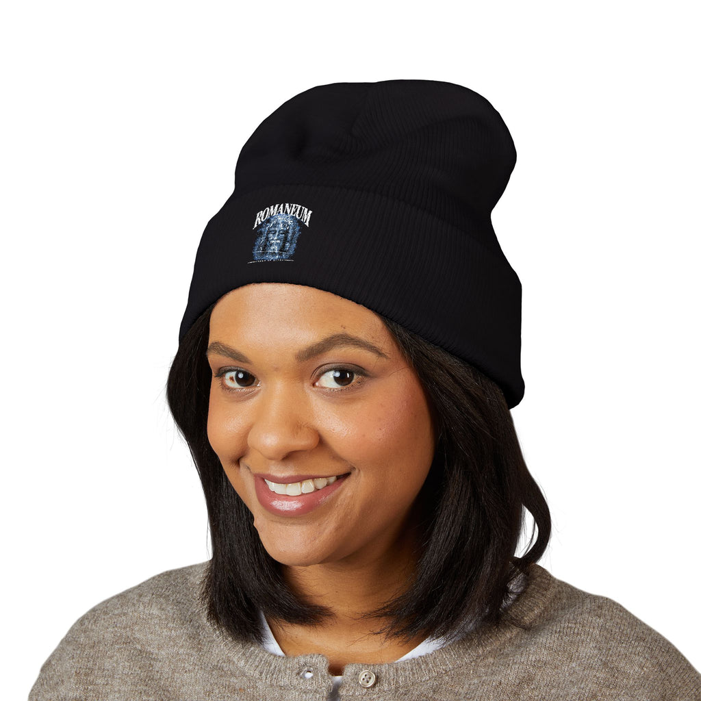 Embroidered 'ROMANEUM' Classic Cuffed Beanie —  Knit Cap