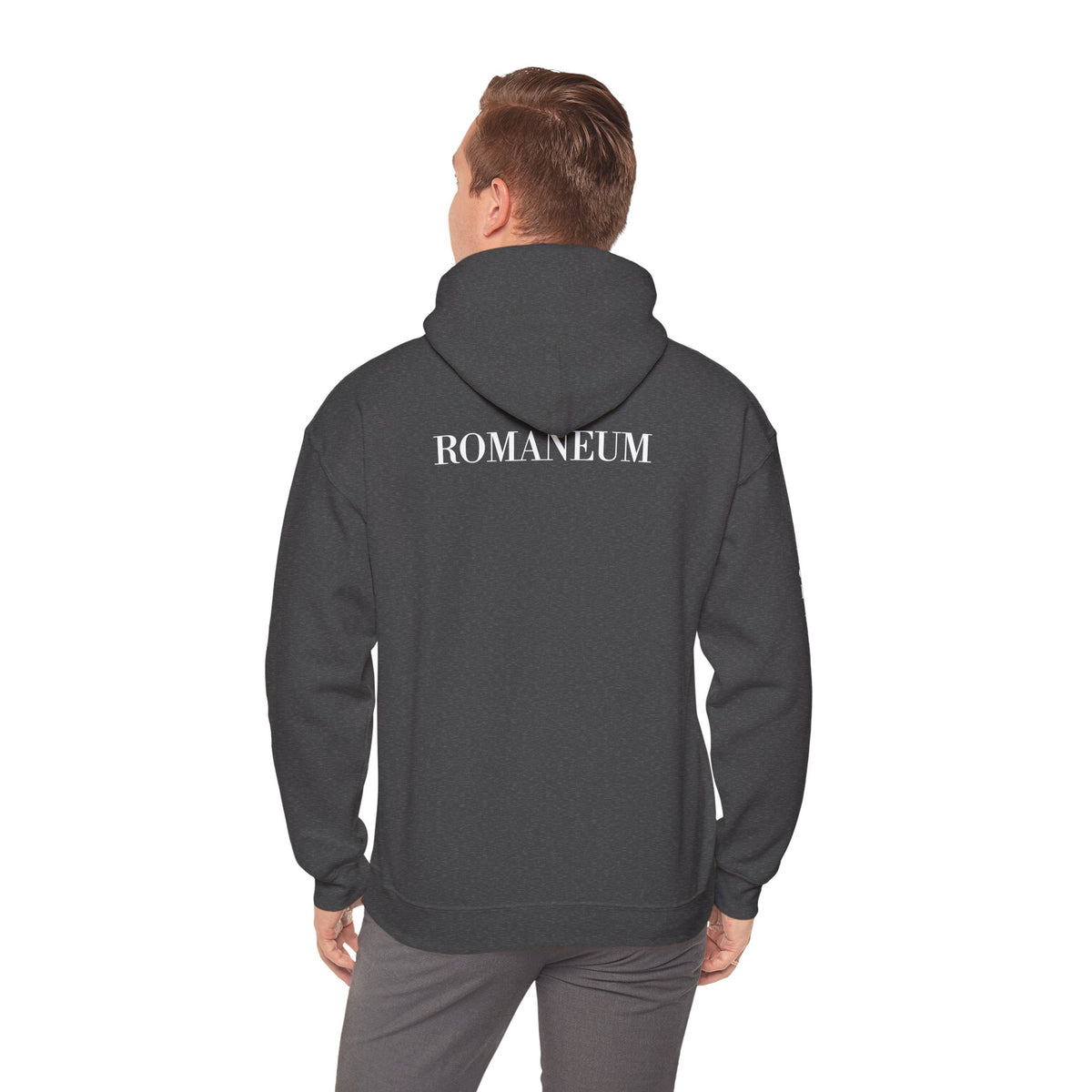 Think Like God Hoodie — Graphic with Romaneum Sleeve Print