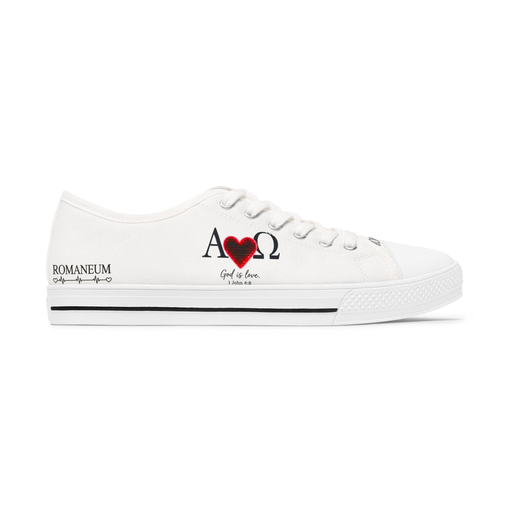 Alpha Omega Heart design Women's Low Top Sneakers | Christian faith love symbol