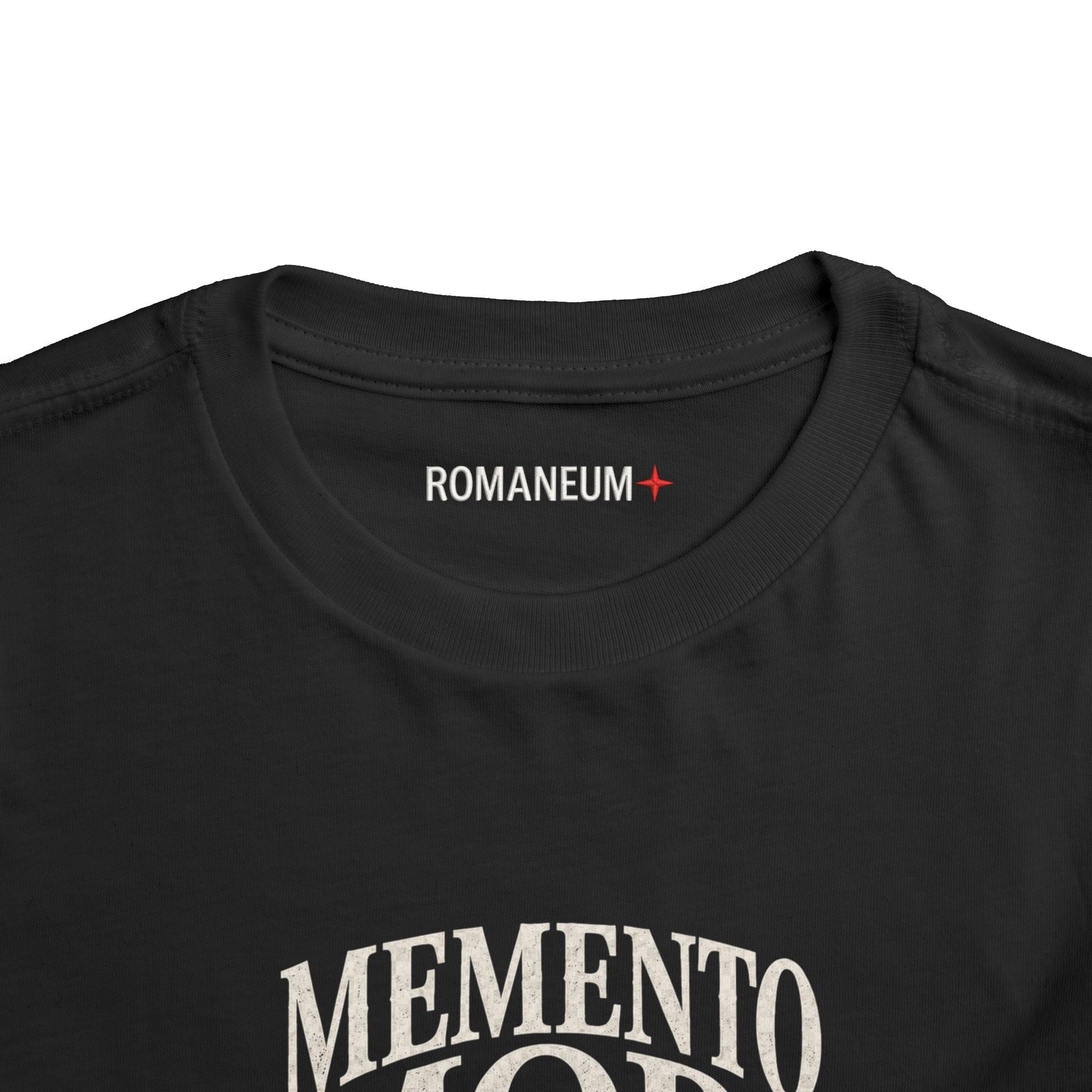 Toddler Tee — "Memento Mori" Skull Graphic Romaneum Kids Shirt