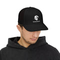 Eagle Head Romanem Trucker Cap | Embroidered Black White Mesh