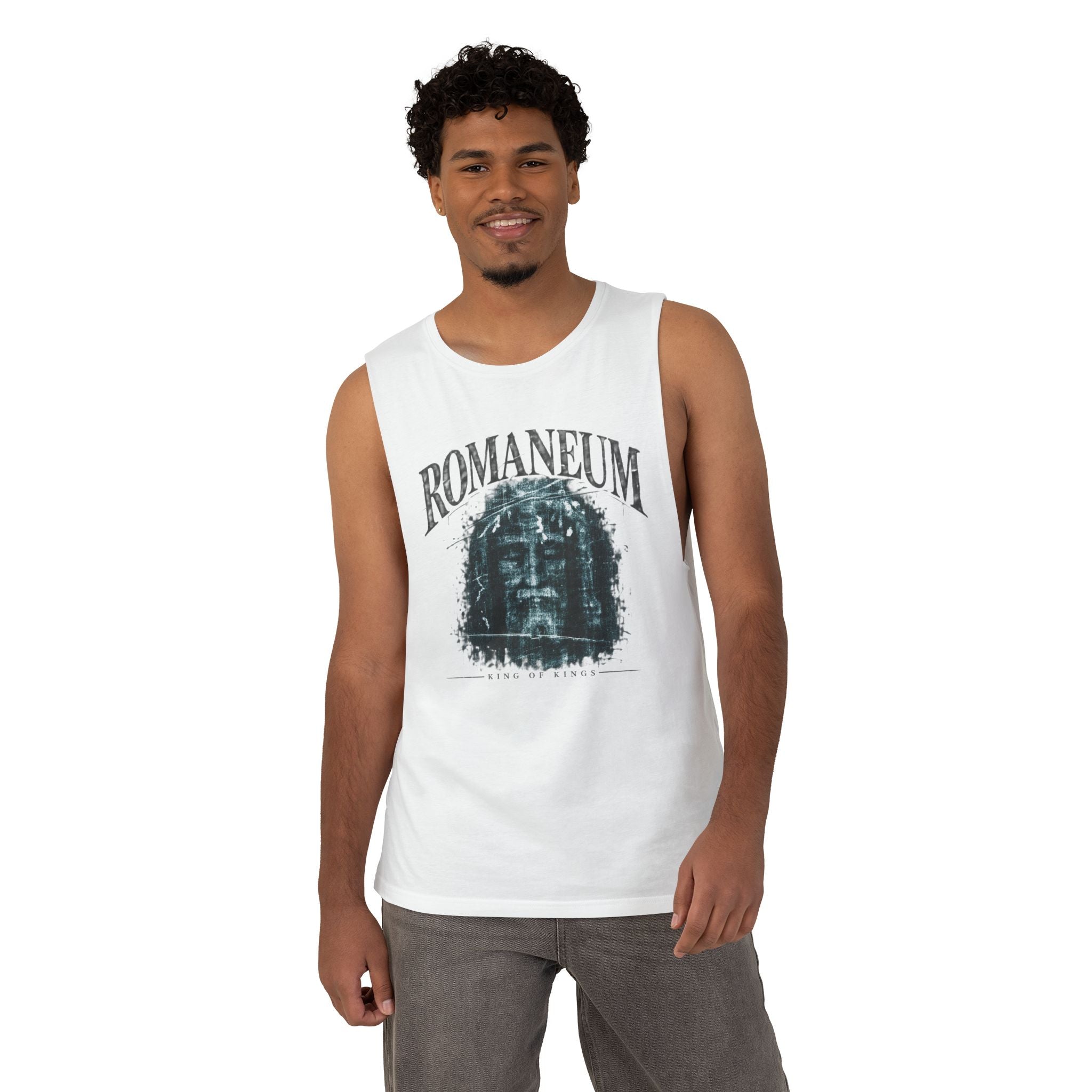 Romaneum Graphic Tank — Distressed Classical Face Summer Muscle Tee
