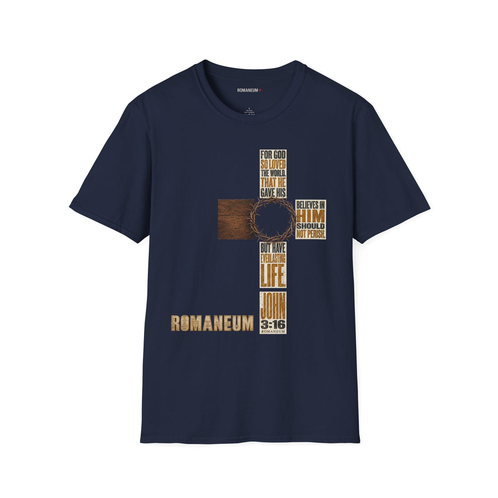 John 3:16 Cross T-Shirt — Faith Tee (For God So Loved)