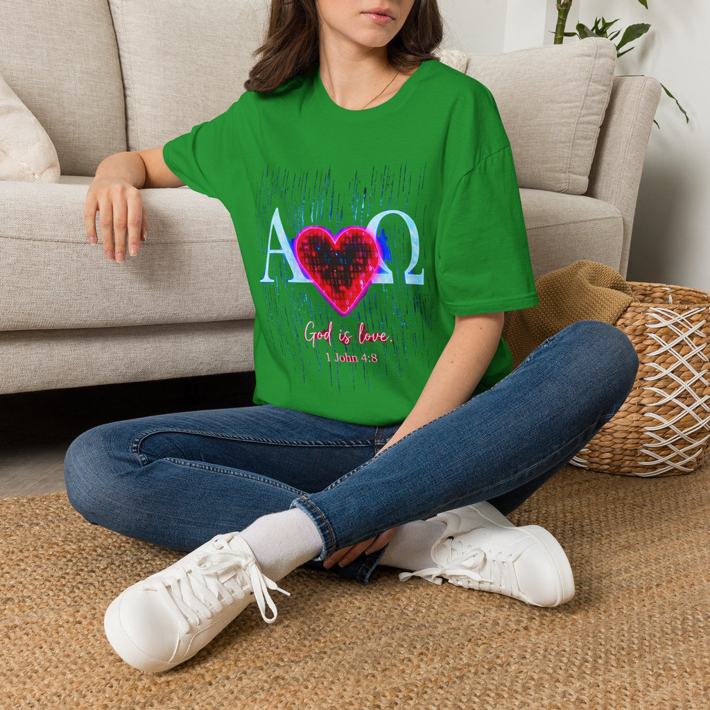Alpha Omega Heart T-Shirt | Christian Scripture John 3:16 Design