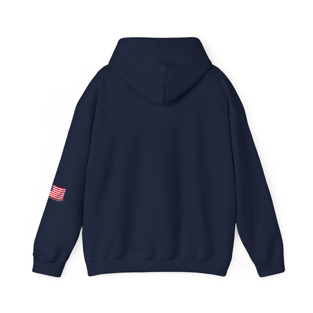 Romaneum God Bless America flag map Hoodie | American flag fireworks sleeve