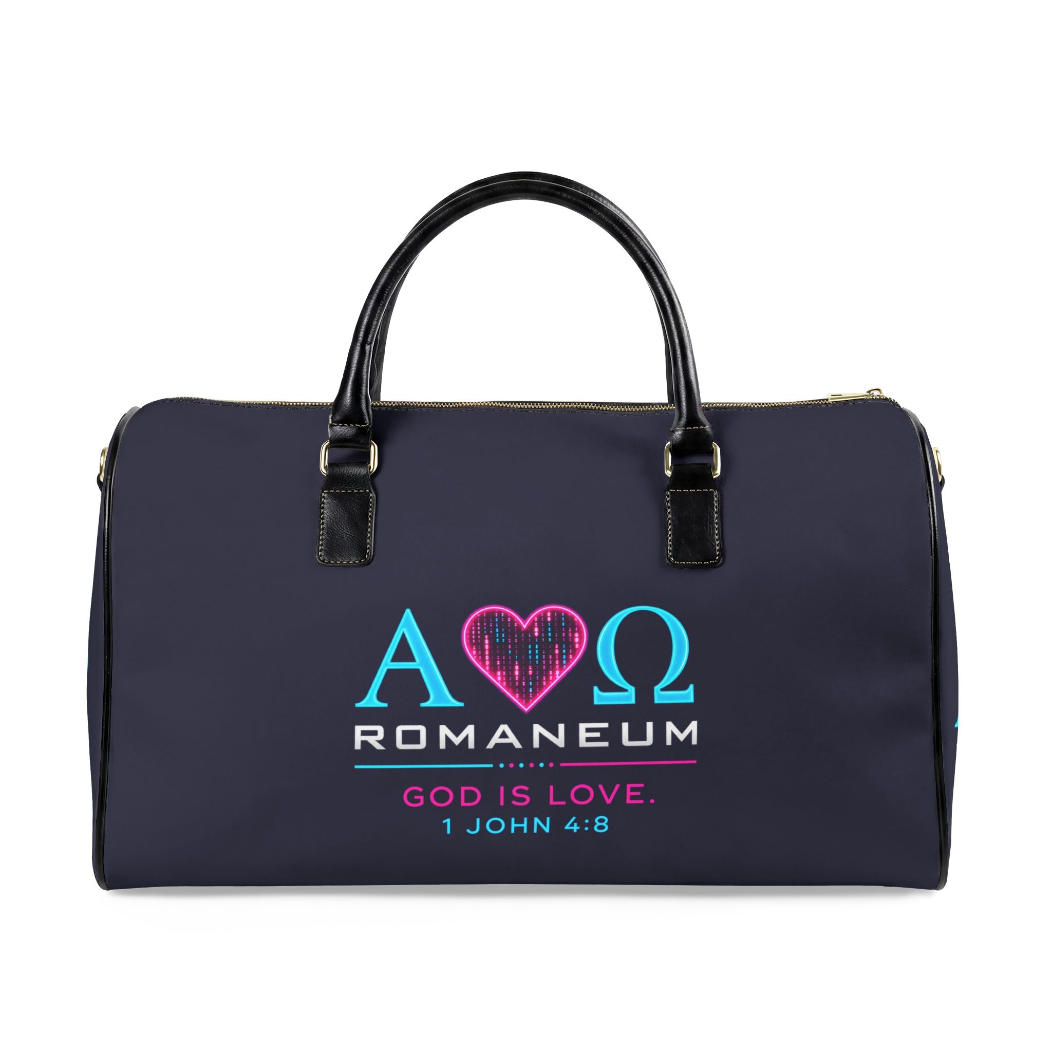 Faux Leather Travel Bag - Romaneum Alpha Omega "God is Love"