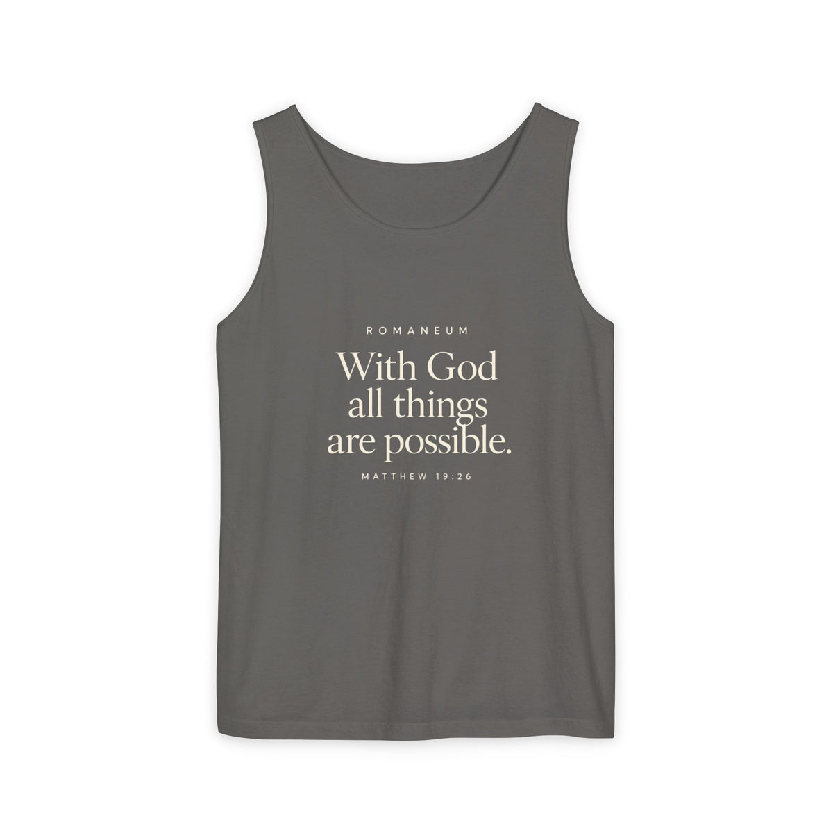 RomaneumTank Top — "With God all things are possible" (Matthew 19:26)