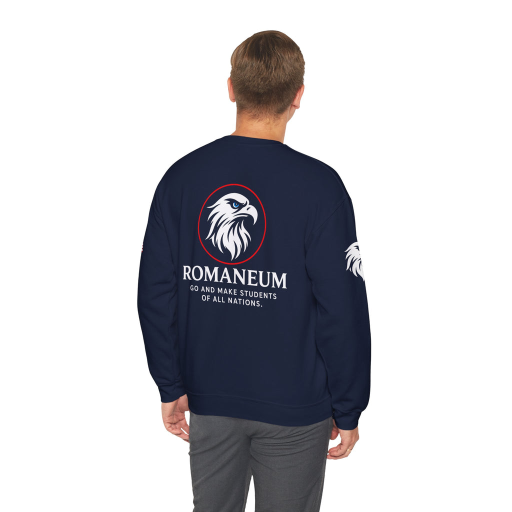 Romaneum eagle crest Crewneck sweatshirt | Romaneum logo, American flag sleeve