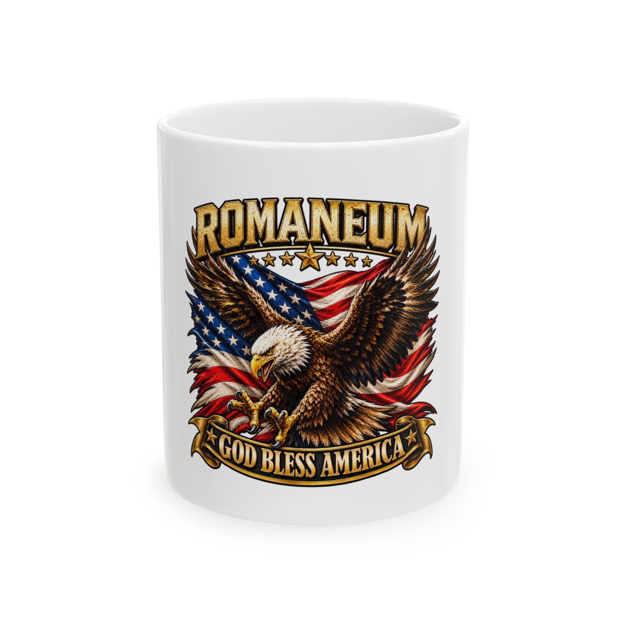 Ceramic Mug — Patriotic Bald Eagle "God Bless America" Coffee Cup
