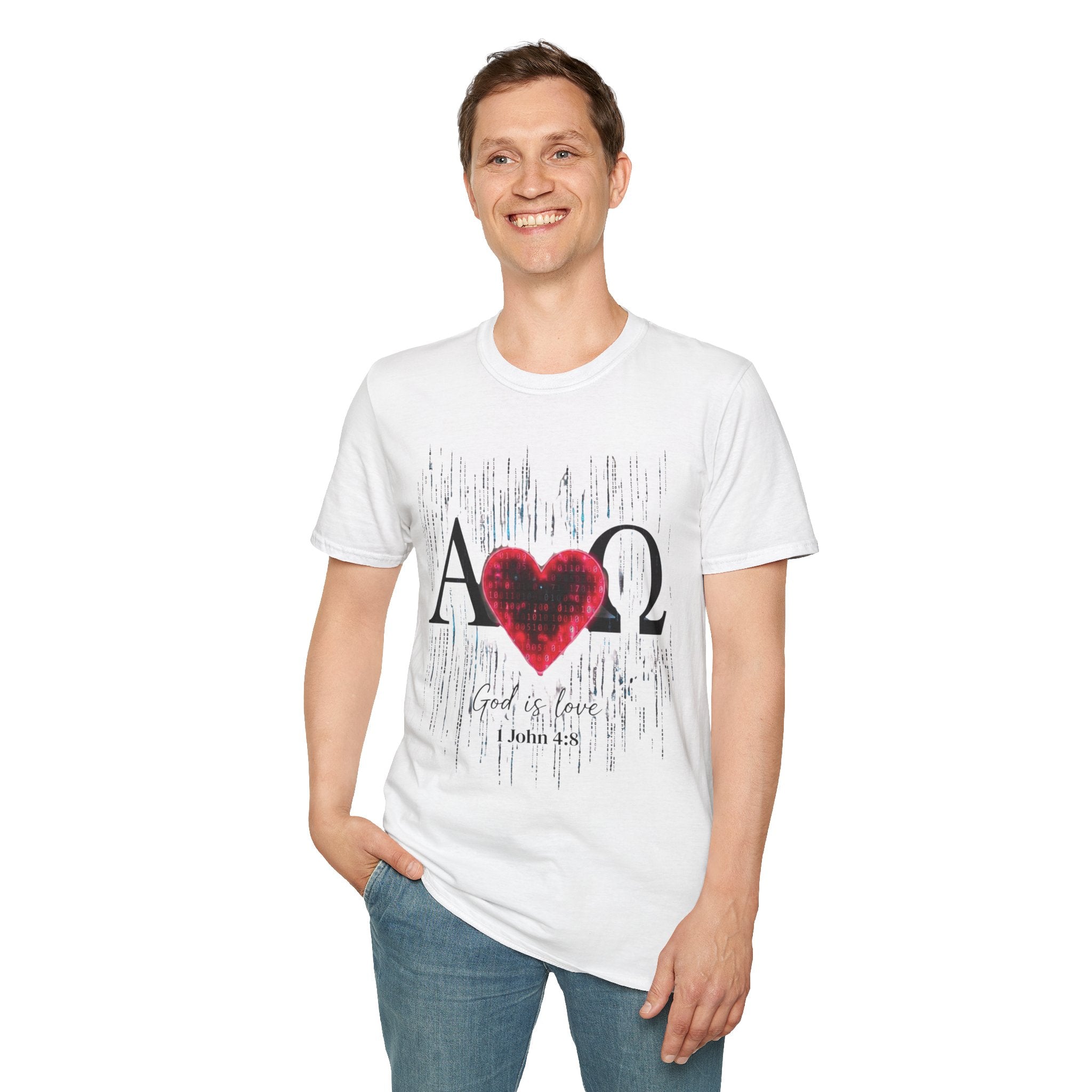 Alpha Omega Heart T-Shirt | Christian Scripture John 3:16 Design