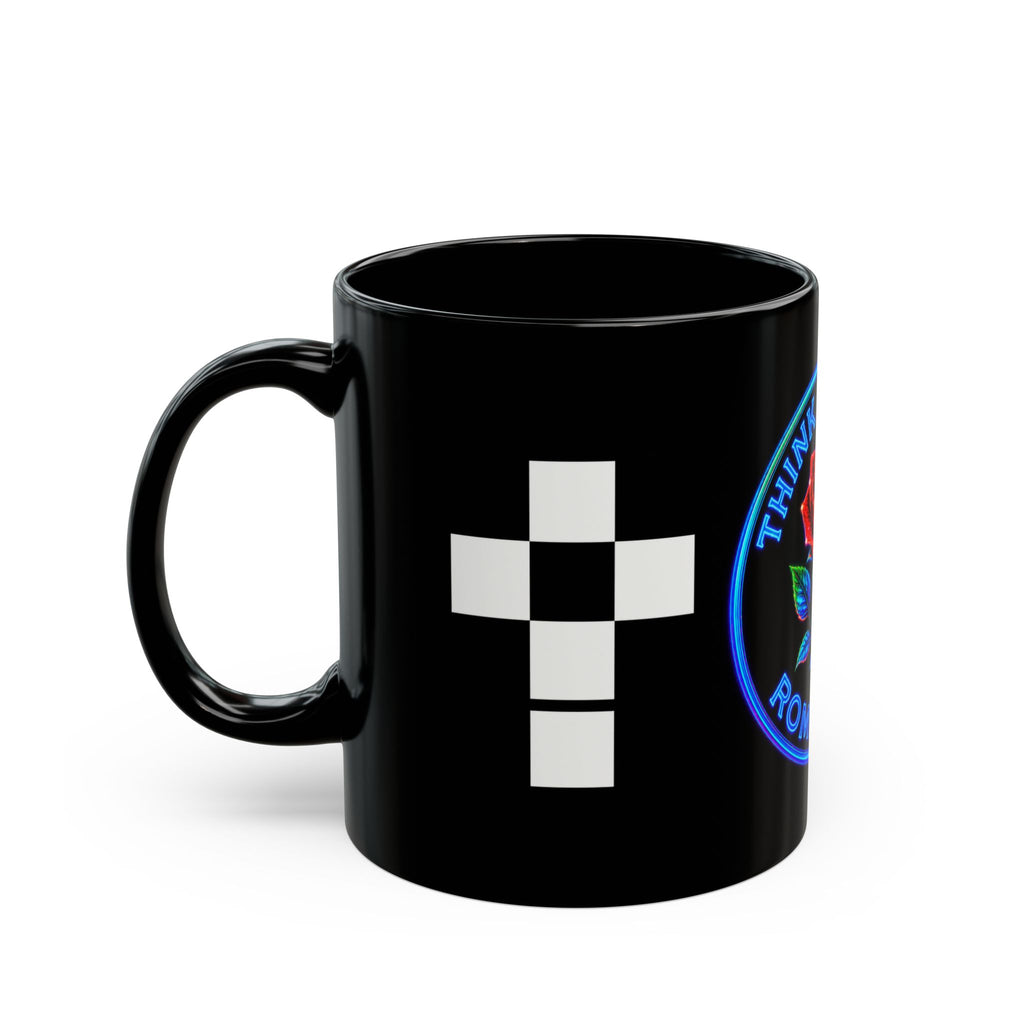Think Like God Rose Mug — Romaneum Gothic Cross Black Coffee Cup